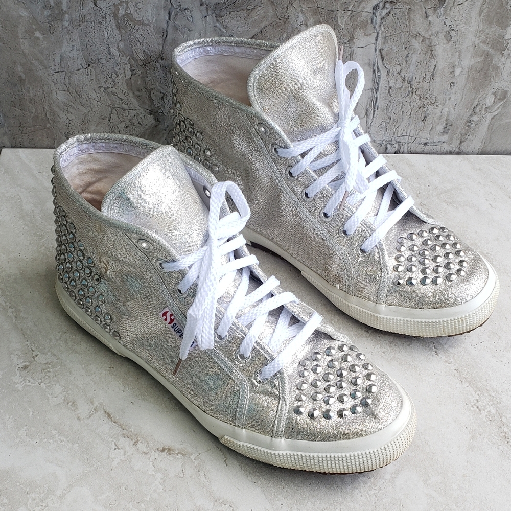 Superga Silver Glitter Stud High-Top Sneaker
EU 41 - Picture 2 of 16